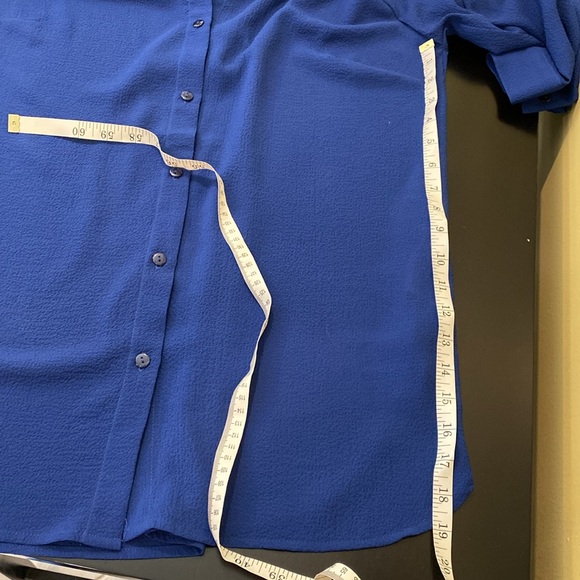 Joan Rivers Button Down Tunic, 3/4 Sleeve, Blue, Medium - Picture 7 of 8